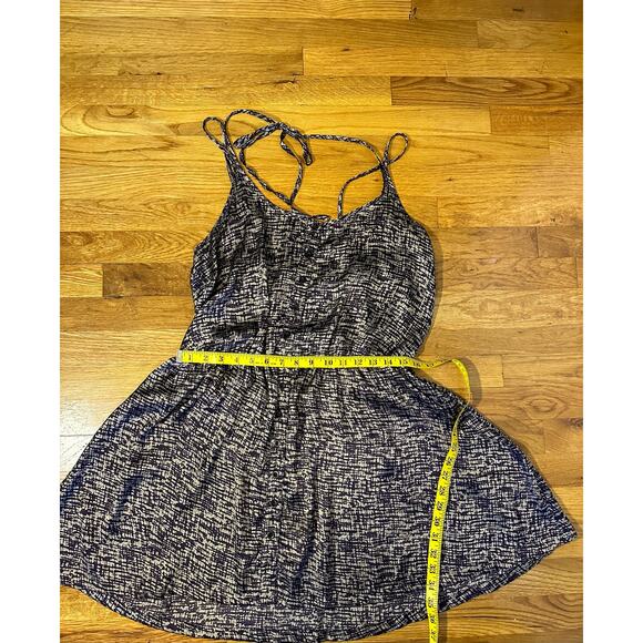 Cecico Womens Large Purple Beige Printed Silky Spaghetti Strap Button Mini Dress - Picture 4 of 9